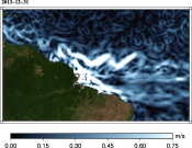 Animations of Maps of absolute geostrophic current  (MADT) Brazil 2013