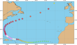 Hurricane Erin (at Hurricane and at storm stages) track up to 2025/08/25 Hurricane Erin (at Hurricane and at storm stages) track up to 2025/08/25