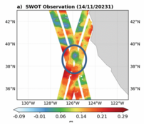 Sea Level Anomalies from Swot measurements over the California Current on 2023/11/14 (credit Mercator Ocean International)