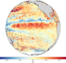 Anomalies de hauteur de mer Swot (produits de niveau 3) sur le cycle 6 (novembre 2023), sans interpolation. La cohérence des observations permet de tracer la donnée telle quelle. (Crédits : Cnes/CLS/JPL, image Aviso)