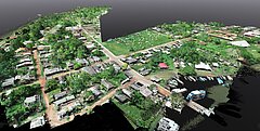 Modèle Numérique de Terrain (MNT) par drone Lidar du village de Curai (Crédit SGB/CPRM-IRD). Modèle Numérique de Terrain (MNT) par drone Lidar du village de Curai (Crédit SGB/CPRM-IRD).