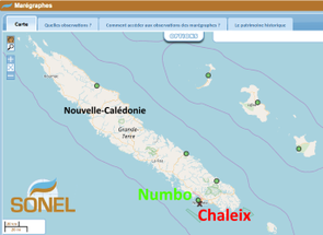 interface de visualisation du site SONEL pour accéder aux données marégraphiques