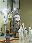 Vanderberg, 2008/06/01 : the OSTM/Jason-2 spacecraft , wrapped up to go to the launch pad. Vanderberg, 2008/06/01 : the OSTM/Jason-2 spacecraft , wrapped up to go to the launch pad.