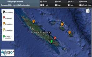 interface de visualisation du site AVISO pour accéder aux fiches de comparaison des données marégraphiques et altimétriques
