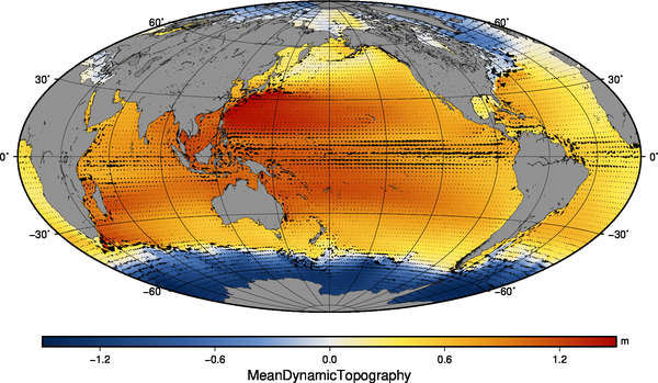 Topographie dynamique moyenne CNES-CLS18 et courants dérivés