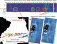 Seismic coherence, tracks of the maximum SWH of the storms, SLA from Swot (credit P. Poli and F. Ardhuin)