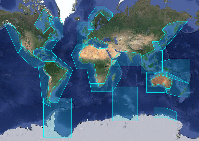 World map of X-TRACK regional polygons (from 2016)