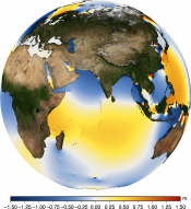 tidal amplitude animation / Indian Ocean on Feb. 10 & 11, 2013