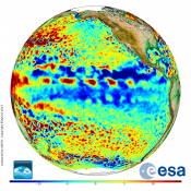 The Pacific sea level anomalies in December 2010 during the 2010 - 2011 La Niña. 