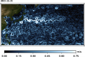 Animations of geostrophic velocities from sea level anomalies  (MSLA) Kuroshio current 2012-2013