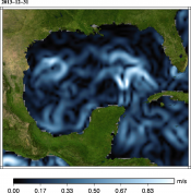 Animations of geostrophic velocities from sea level anomalies  (MSLA) Loop Current 2012-2013