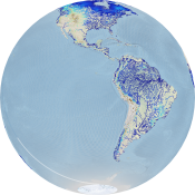 Animation of a Swot cycle over land, tilted 15°S