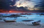 boats along the shore