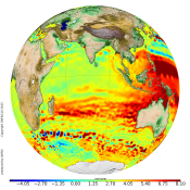Sea level trend (mm/year) in the Indian Ocean for January 1993 to June 2014