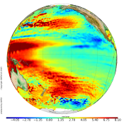 Sea level trend (mm/year) in the Pacific Ocean for January 1993 to June 2014