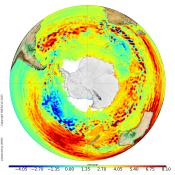 Sea level trend (mm/year) in the Southern Ocean for January 1993 to June 2014